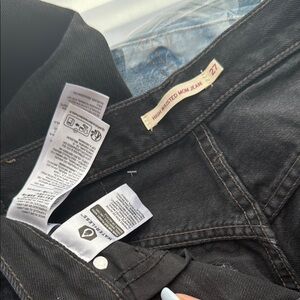 Levi's Black Classic Straight Jeans with Visible Stitching